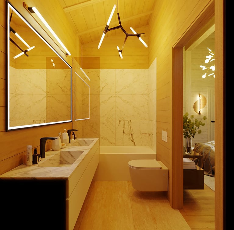 Modern bathroom with glass shower enclosure, shower glass replacement Auckland