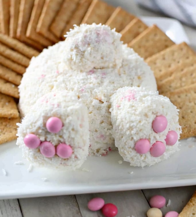 a bunny shaped cream cheese and cake ball