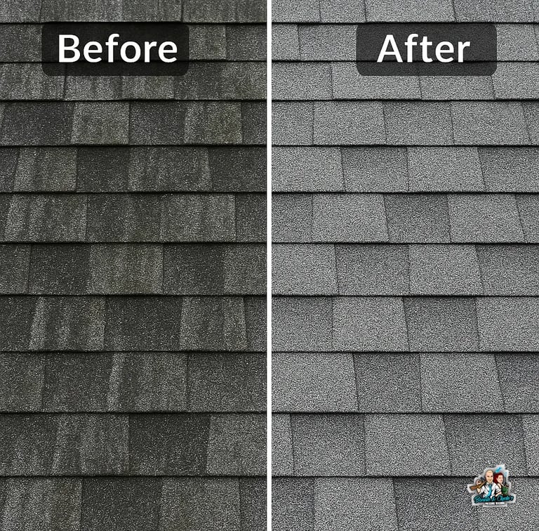 Roof cleaned by Bonnie and Clyde's Pressure Washing in Corsicana, TX