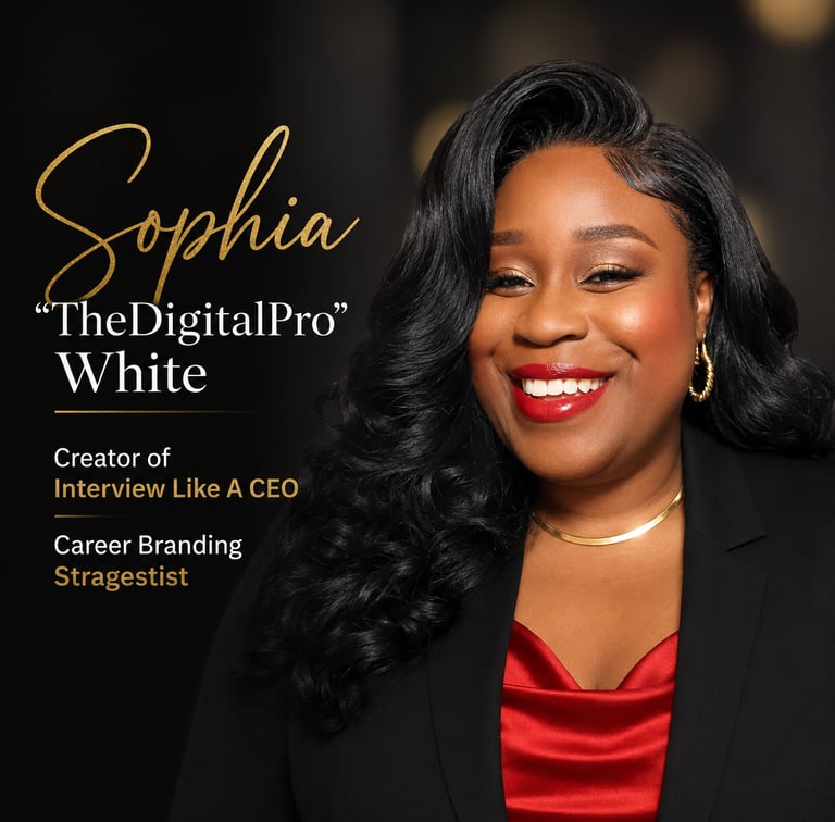 Sophia White, Career Branding Strategist and TheDigitalPro, smiling in a professional headshot.