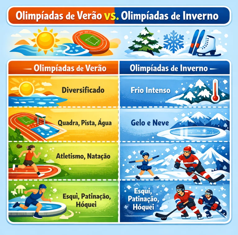 Diferença entre Olimpíadas de Verão e Inverno