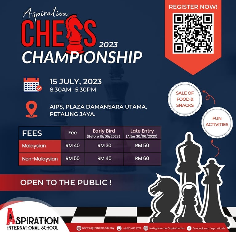 Aspiration Chess Championship 2023. Aspiration International School. Malaysia Chess. Catur Malaysia.