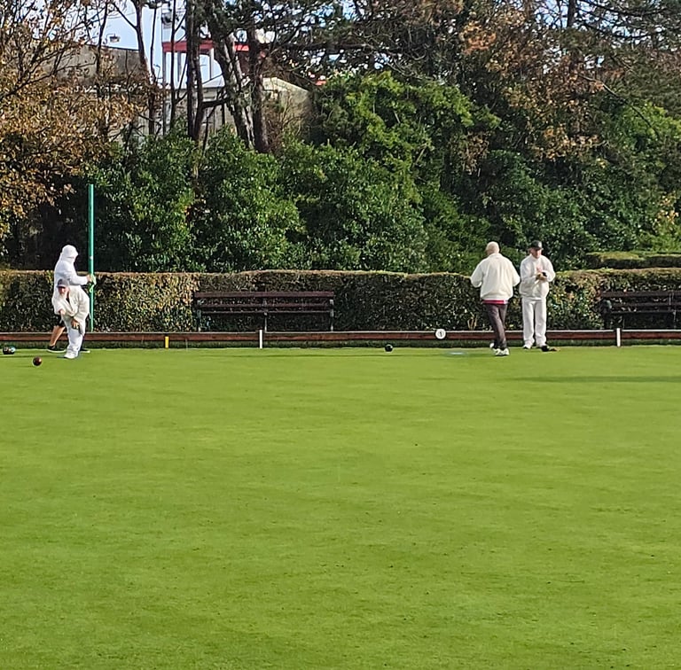 lawn bowls game being played in Porthcawl