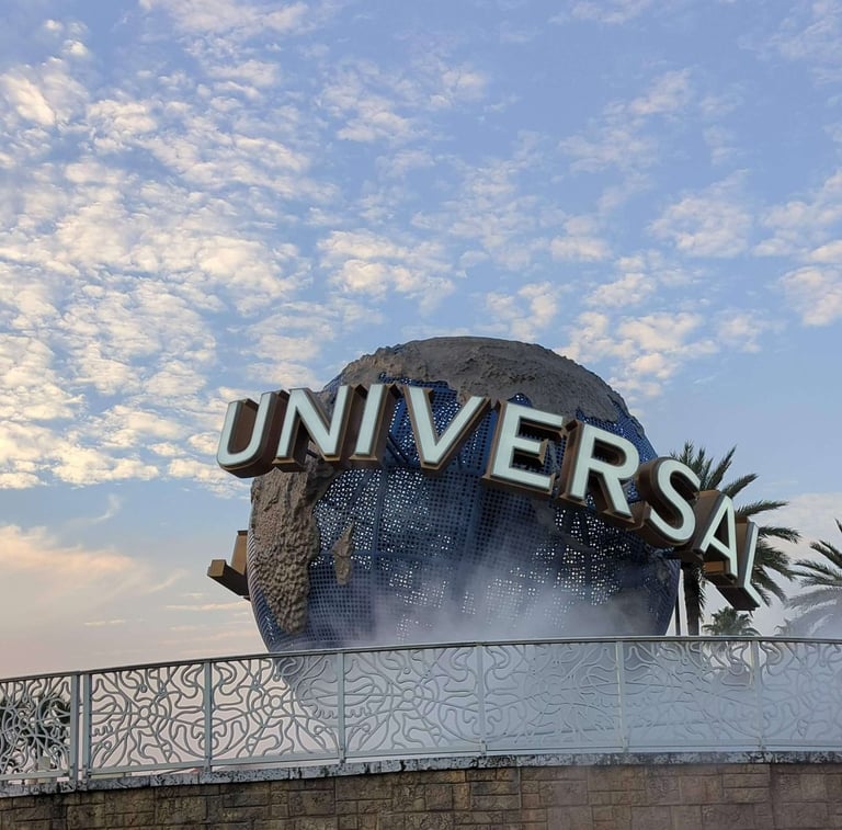 Universal Orlando globe sign at Universal Orlando Resort in Florida