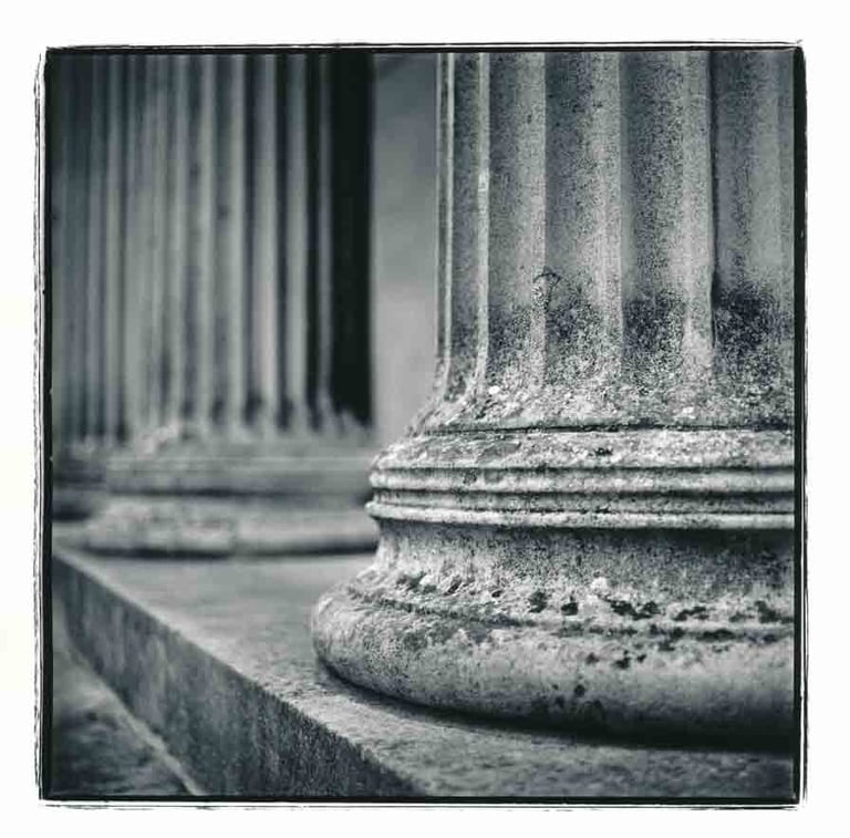 The plinth of the column in London. A silver-gelatine analogue print.