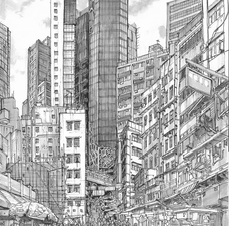 Urban sketch by Evgeny Bondarenko