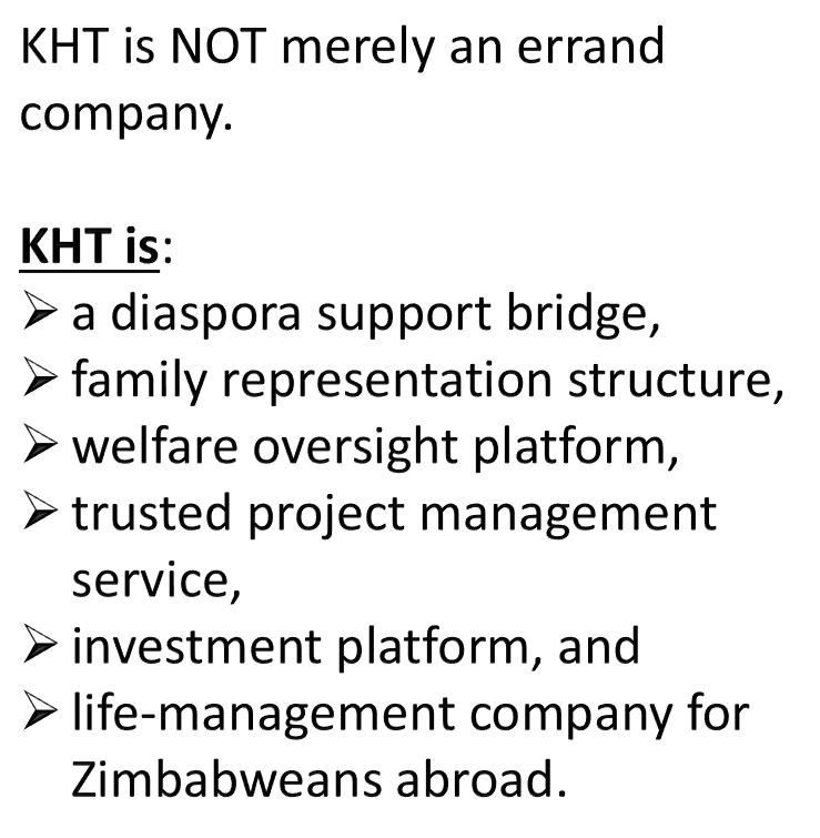 KHT is a Diaspora Support Bridge for managing responsibilities in Zimbabwe