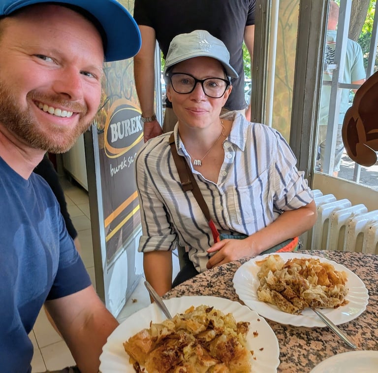 don and samantha eatting burke in Belgrade Serbia 