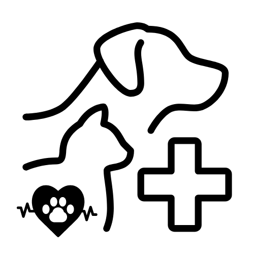 a dog and cat with a medical symbol