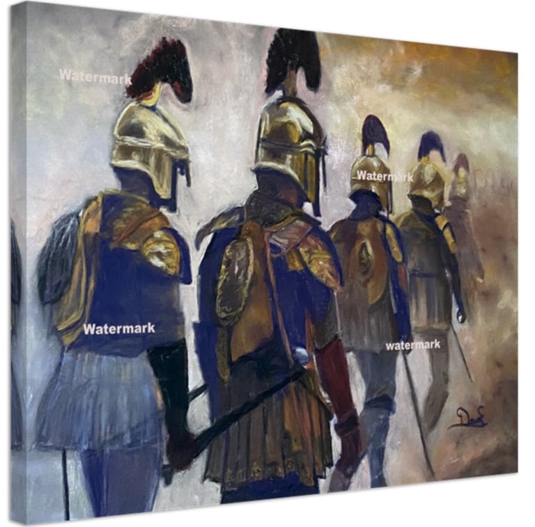 a painting of a group of soldiers in uniform
