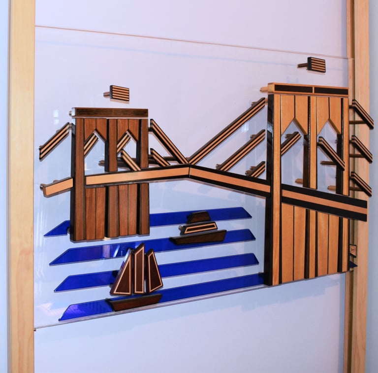 BROOKLYN BRIDGE adjustable wall art support pic-richWOODart.com-51"x30"-43 lbs.+supports 