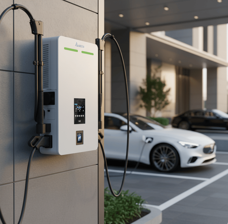 Delta Wallbox DC EV charger in Hotel Qatar