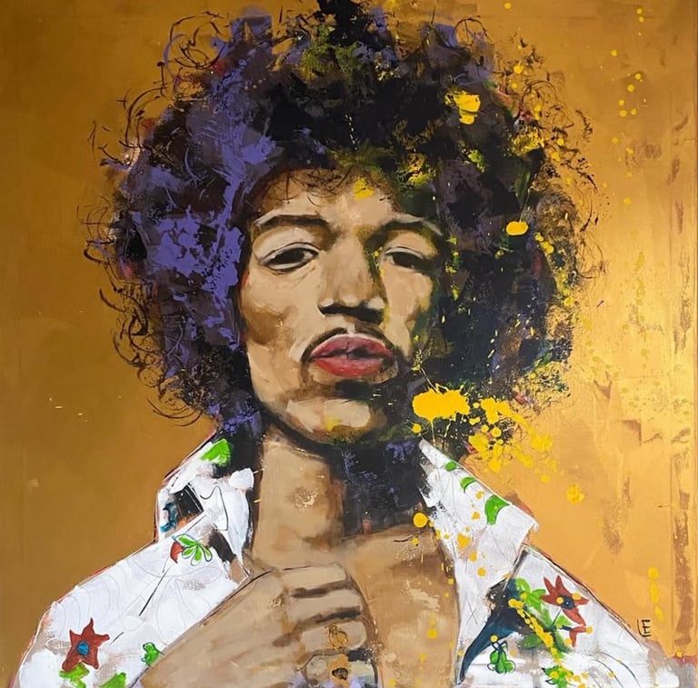 Jimi Hendrix 80 x 80 cm.