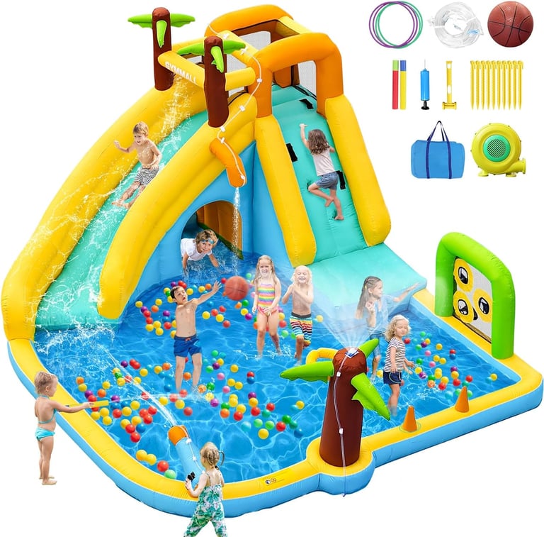 GYMMALL Inflatable Water Slide Bounce House