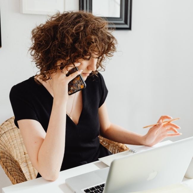 woman chasing overdue payment