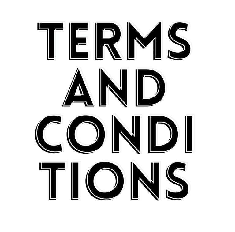 A white square with the words "terms and conditions"