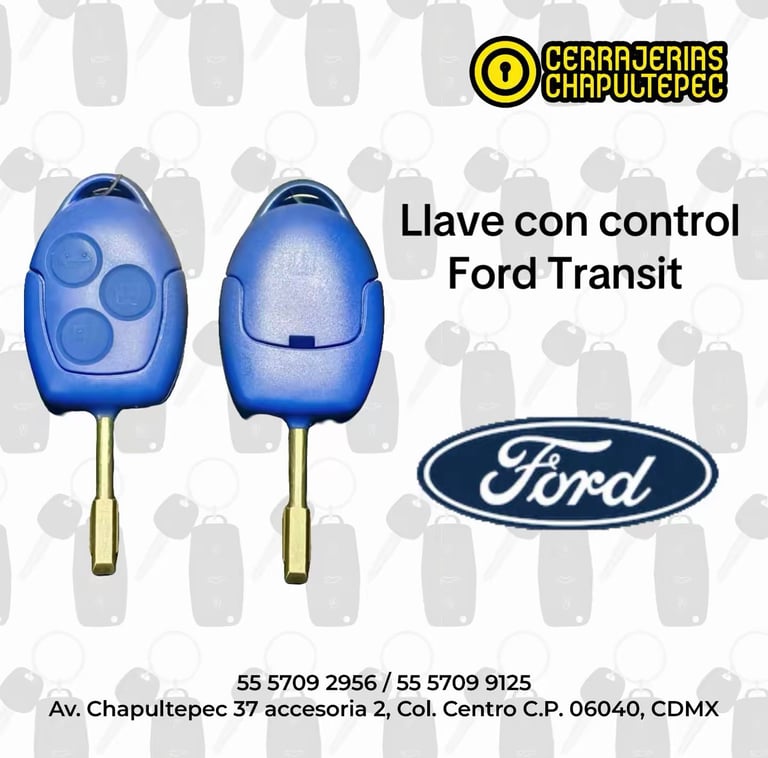 Llave con Control Ford Transit Chip 80 Bits