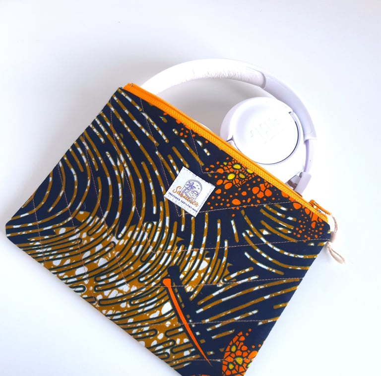 pochette tissu femme en tissu wax africain