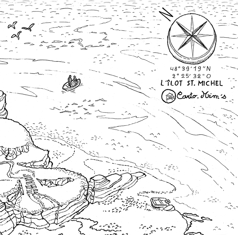 Détail d'une Carto-Mim's de l'îlot Saint-Michel à Erquy.