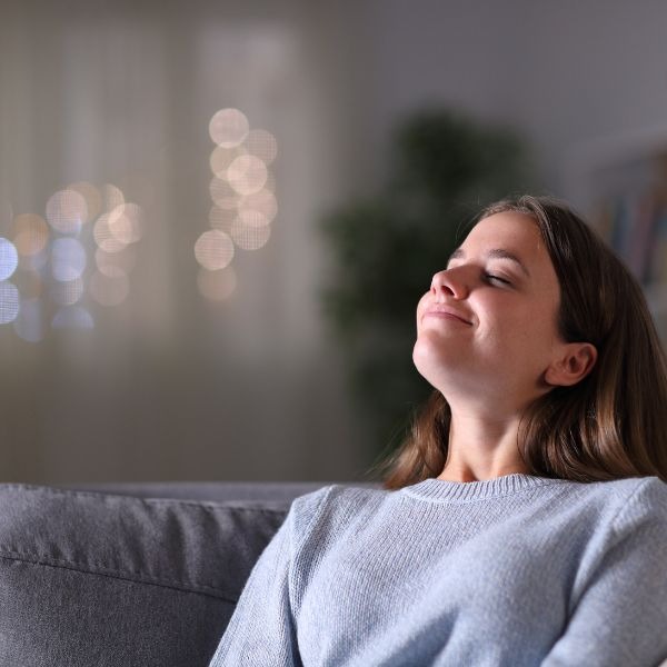 woman breathing deeply