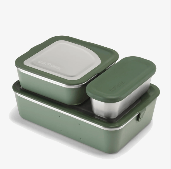 Klean Kanteen Rise Food Box family set microwave-safe recycled stainless steel with silicone lids