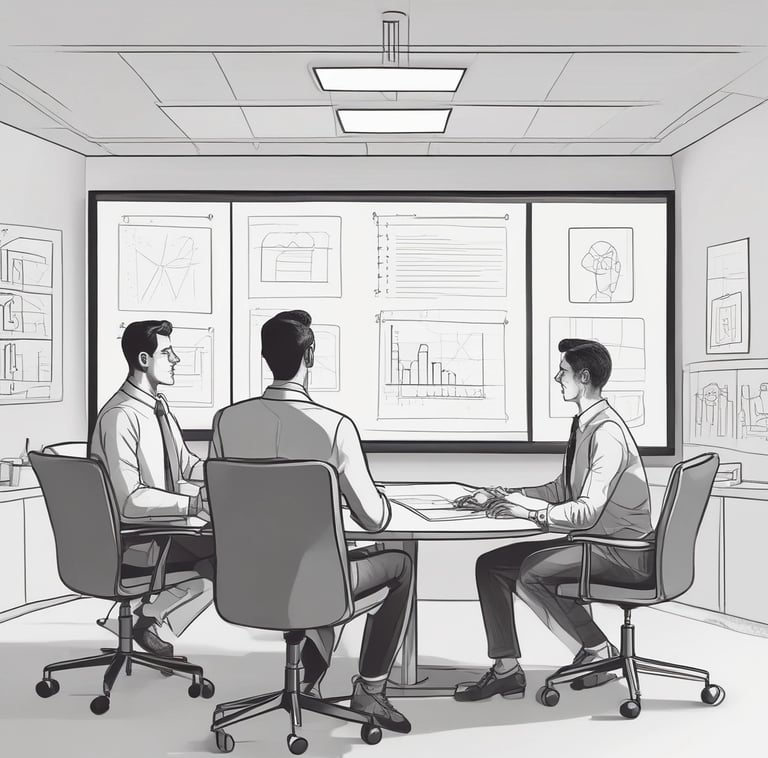 A modern workspace showcasing advanced technology and collaboration.