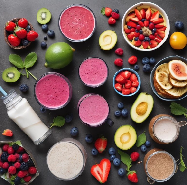 Smoothie and fruits