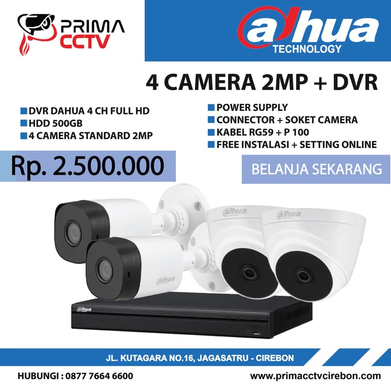 Paket 4CH Dahua 2mp