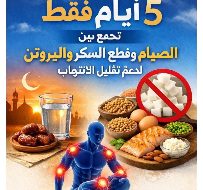 _5 أيام فقط  تجمع بين الصيام  وقطع السكر والبروتين لدعم تقليل الالتهاب (5)