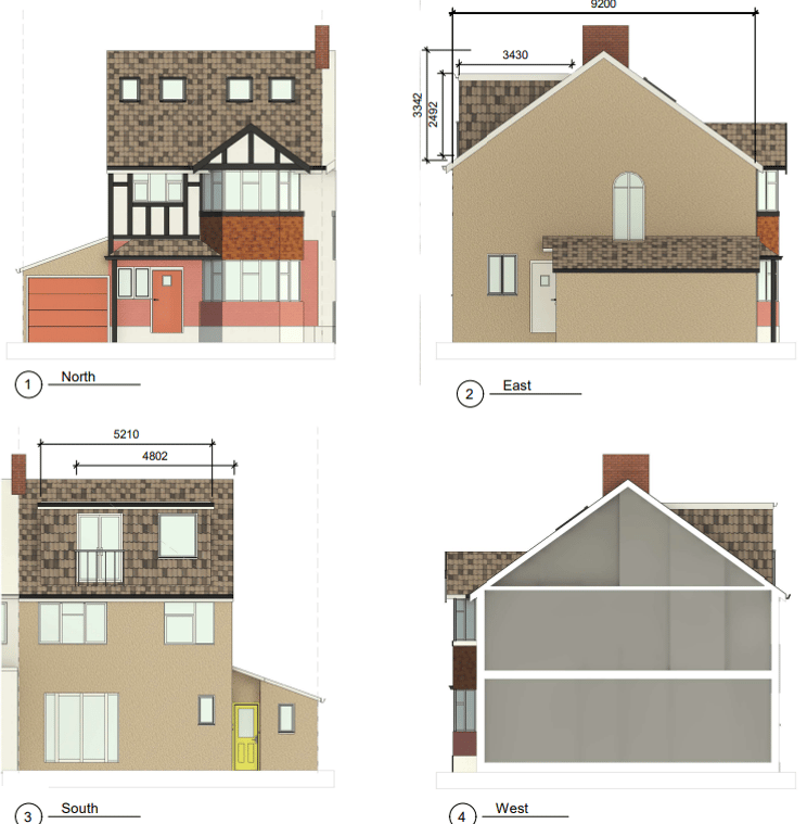 Proposed elevation of an example loft conversion 