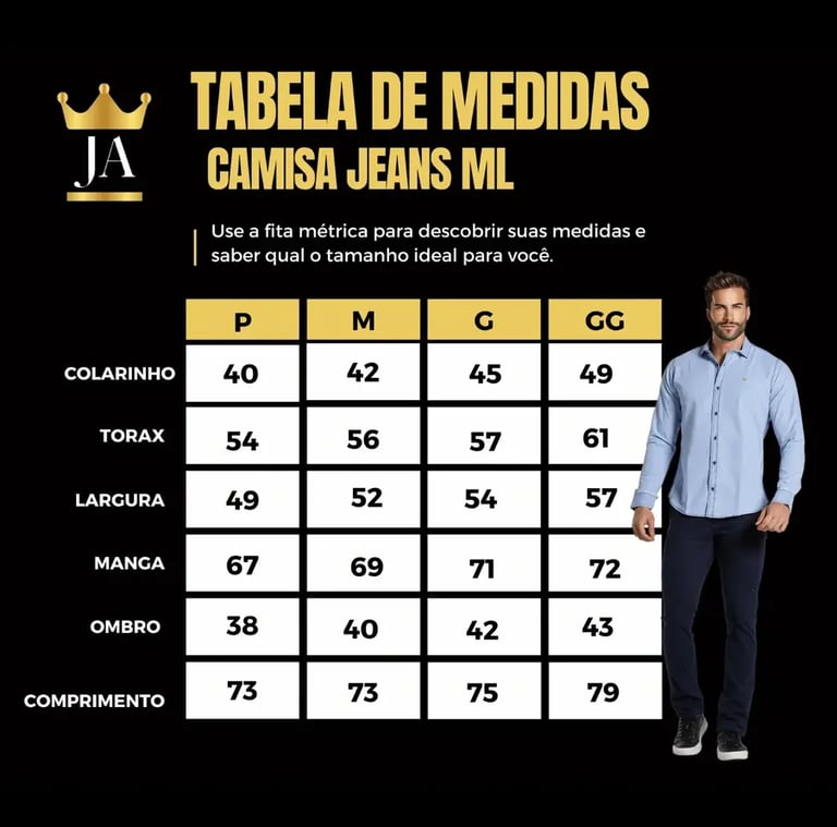 Camisa Jeans Masculina Social Manga Longa Moda Slim Fit Luxo