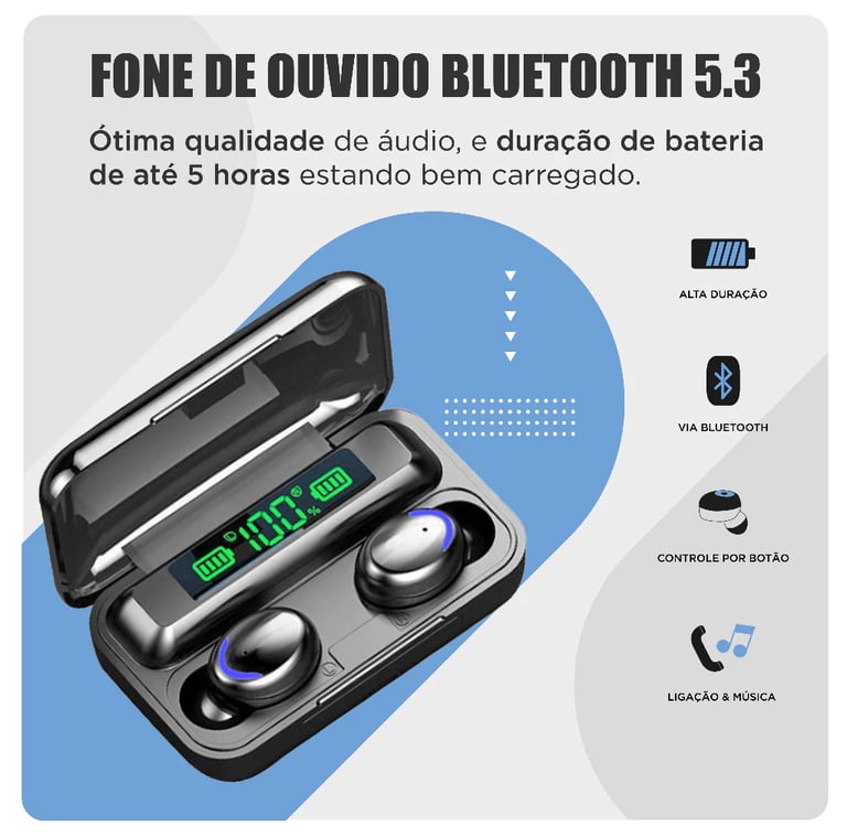 Fone F9-5 Sem fio - Bluetooth - Carregador de celular - O melhor F9 do mercado