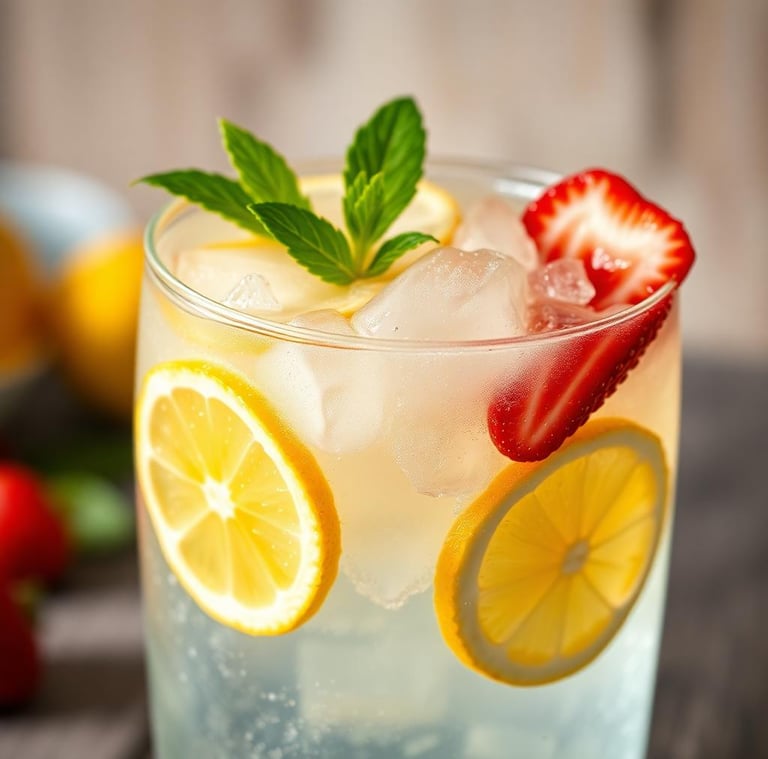 Sparkling Lemonade with fruit slices