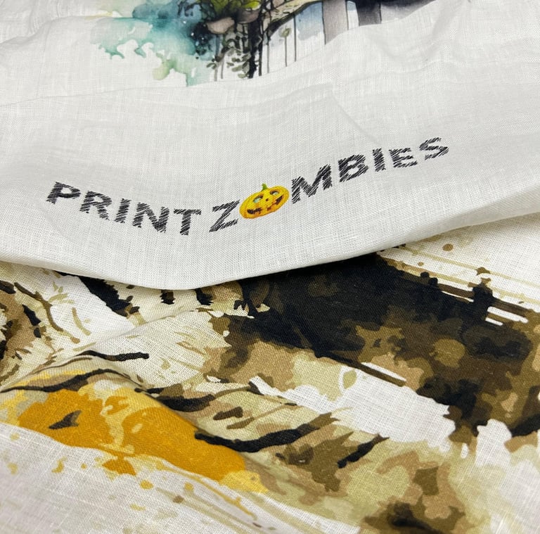 Minimalist abstract print on summer linen fabric