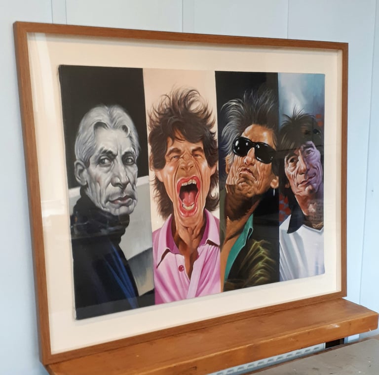 Rolling stines framed canvas painting