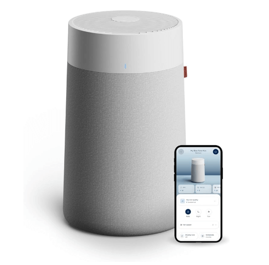 Blueair 311i Max smart air purifier with fabric pre-filter.