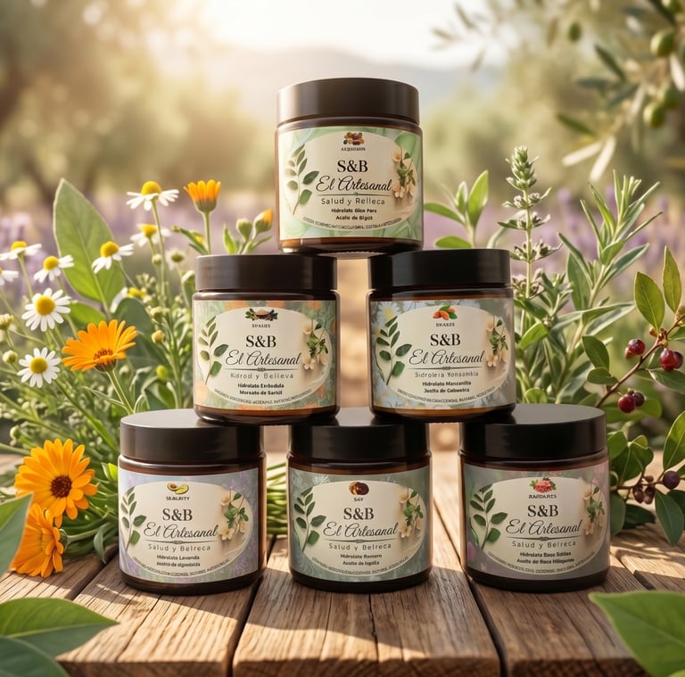 Cremas S&B El Artesanal: lavanda, aguacate, almendras, argán, jojoba para nutrición y hidratación profunda