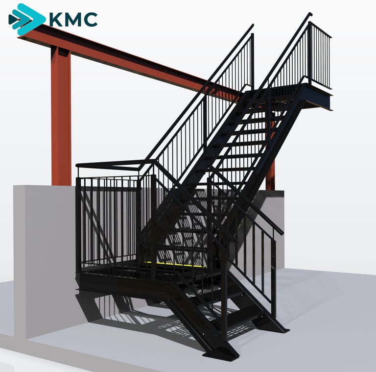 Staircase and handrails in black