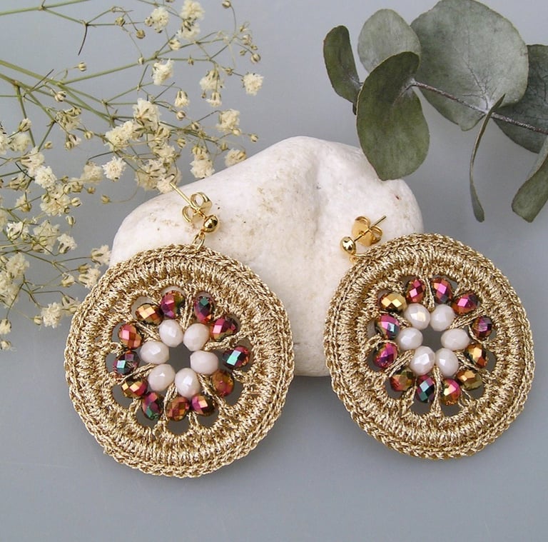 boucles d'oreilles au crochet et perles Bellissima