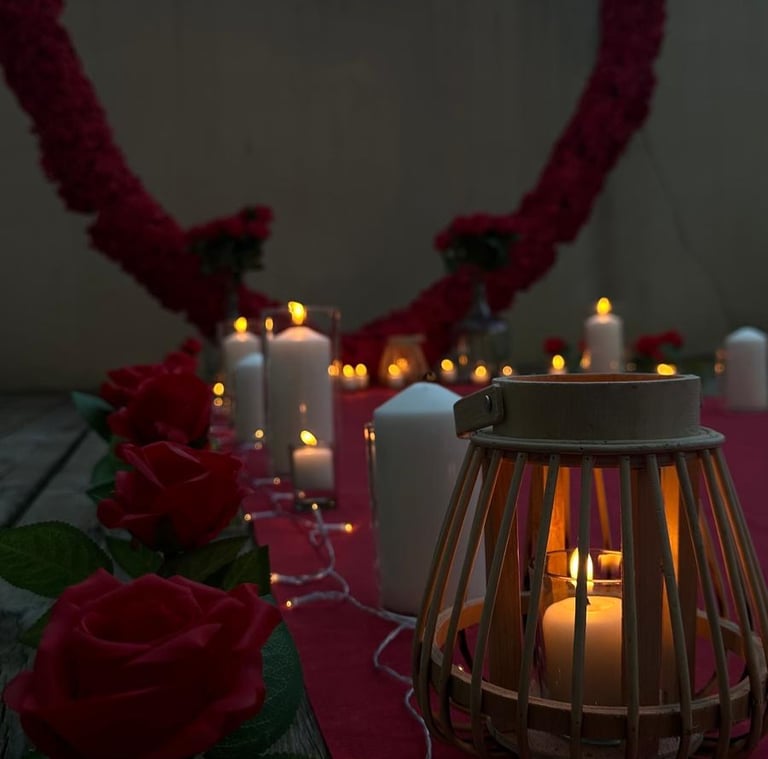 zoom sur un photophore lors d'une demande en mariage