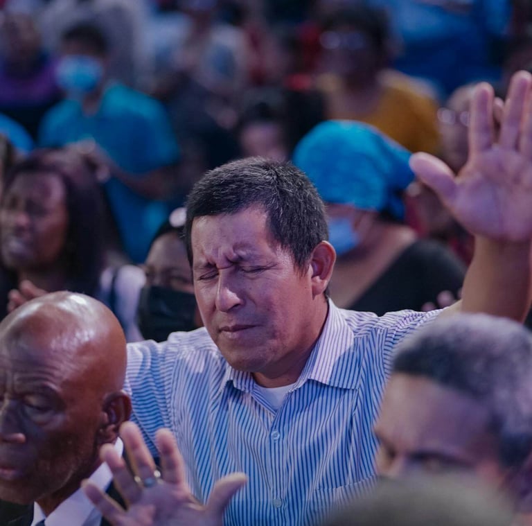a man in a blue shirt and a woman in a blue shirt