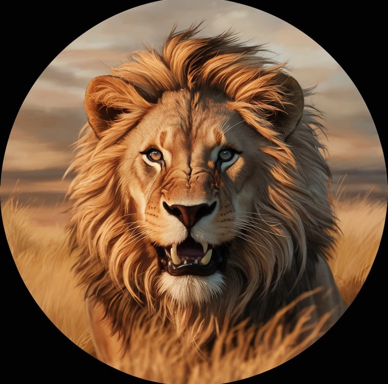 testa di leone nella savana
