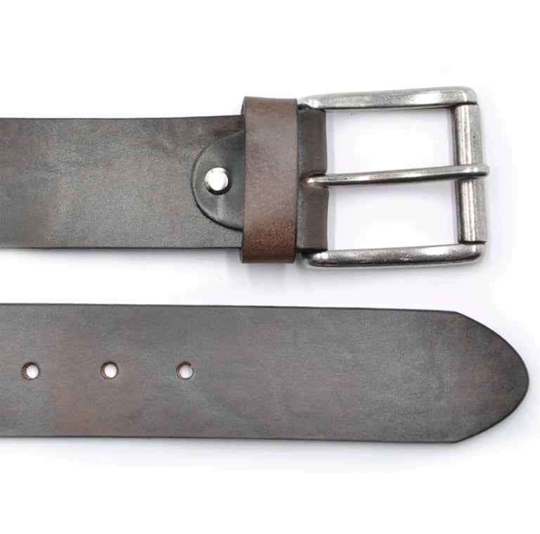 high quality brown leather belt with metal buckle