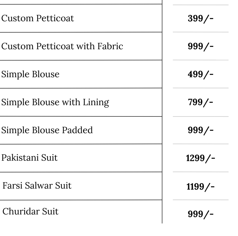 Tailoring Outfit price