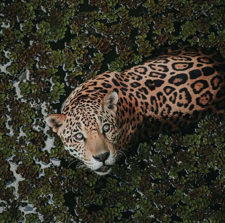 a jaguar in the wild, with a leopard in the background