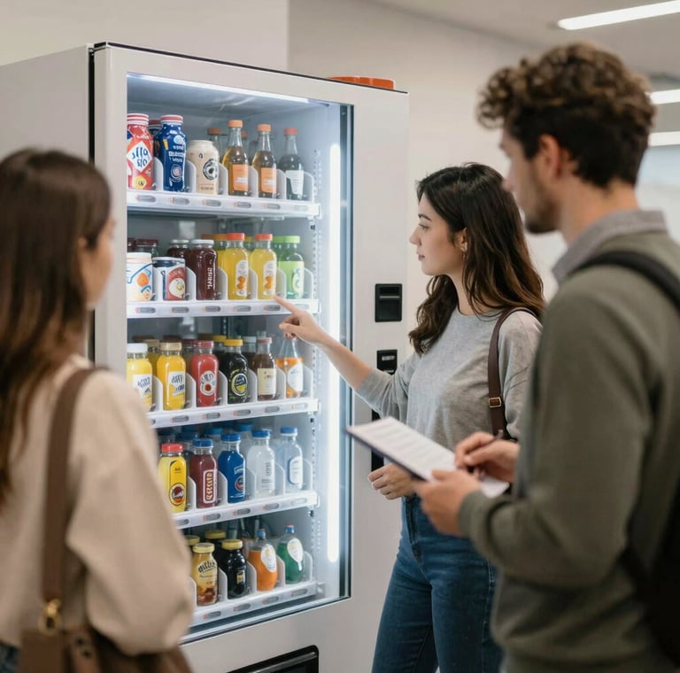 Compact Necta Jazz vending machine installed in a small gym corner, ready for quick refreshment.
