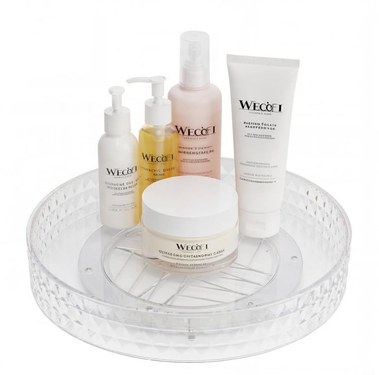 Custom color sample of PET rotating tray for OEM storage project validation