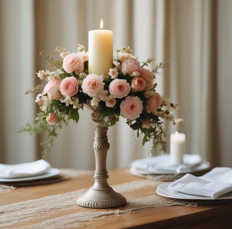 white candle in clear glass holder