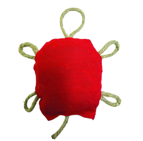 Sustainable hemp turtle cat toy with organic catnip and silvervine.