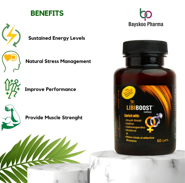Libiboost 60 capsules bottle, the primary natural men's health supplement for daily vitality.
